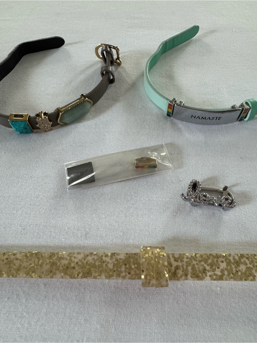 KEEP Collective Bundle, 3 Bracelets and 8 Charms - yoga, rainbow